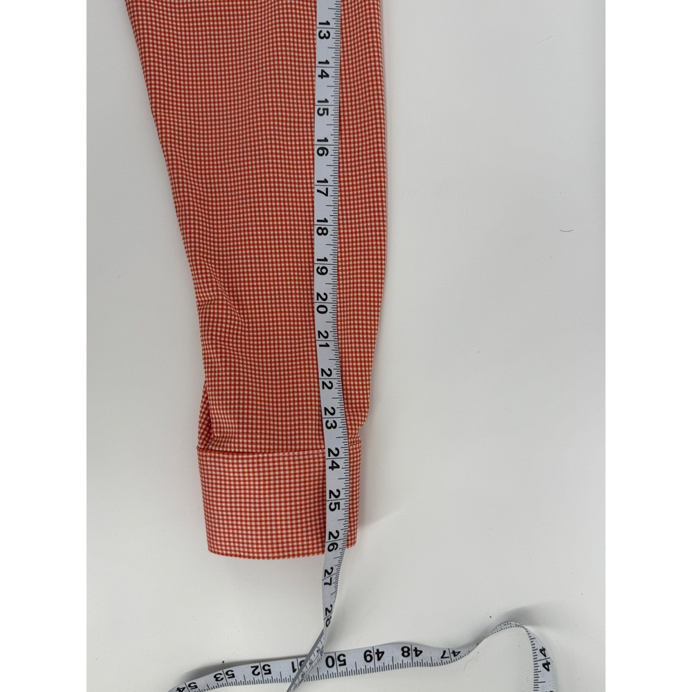 Mizzen+Main Mens Large Trim Fit Orange Gingham Performance Dress Shirt 20057 - Picture 6 of 9
